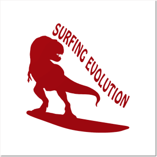 Surfing Evolution - Dinosaurs Born To Surf Posters and Art